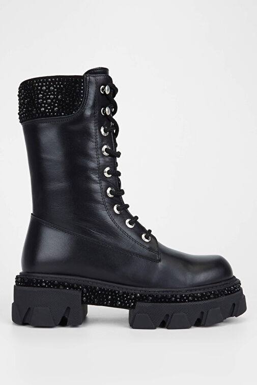 Tamer Tanca Kadın Hakiki Deri Siyah Deri Casual Bot - Görsel 2