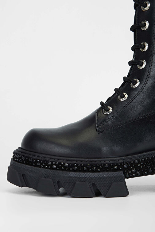 Tamer Tanca Kadın Hakiki Deri Siyah Deri Casual Bot - Görsel 4