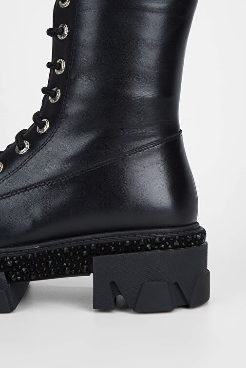 Tamer Tanca Kadın Hakiki Deri Siyah Deri Casual Bot - Görsel 5