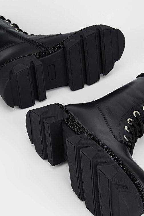 Tamer Tanca Kadın Hakiki Deri Siyah Deri Casual Bot - Görsel 6