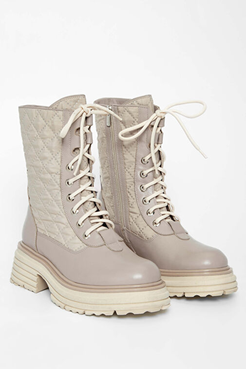 Tamer Tanca Kadın Hakiki Deri Bej Rugan Casual Bot - Görsel 3