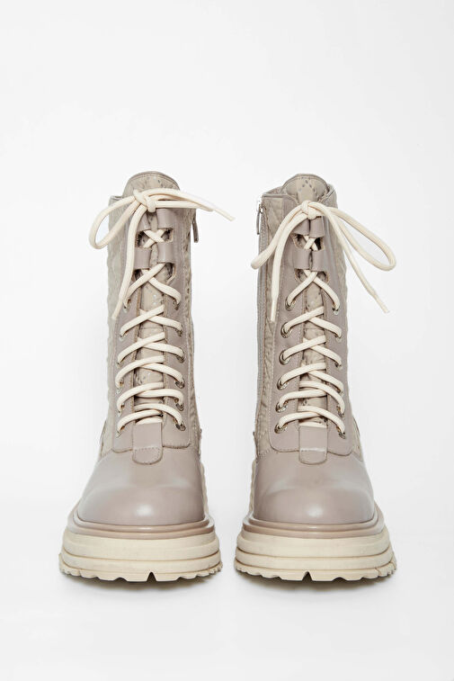 Tamer Tanca Kadın Hakiki Deri Bej Rugan Casual Bot - Görsel 4