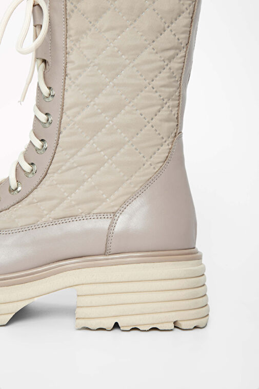 Tamer Tanca Kadın Hakiki Deri Bej Rugan Casual Bot - Görsel 5