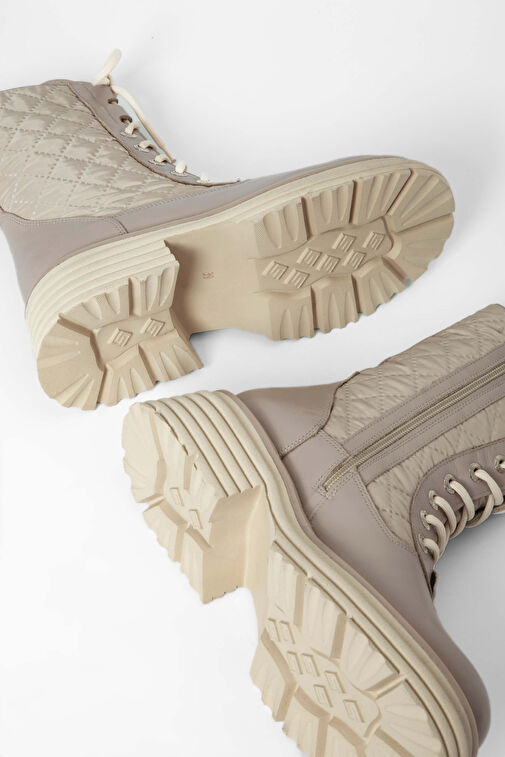 Tamer Tanca Kadın Hakiki Deri Bej Rugan Casual Bot - Görsel 8