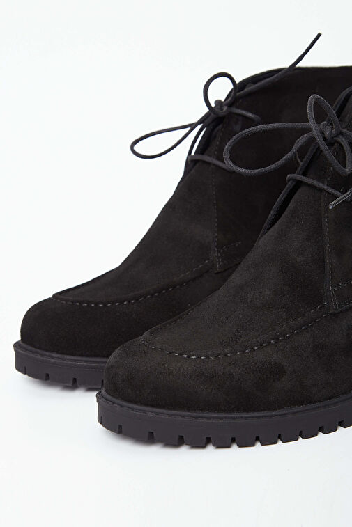 Tamer Tanca Kadın Hakiki Deri Siyah Süet Casual Bot - Görsel 4