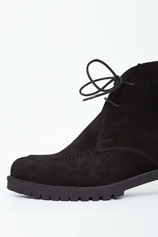 Tamer Tanca Kadın Hakiki Deri Siyah Süet Casual Bot - Görsel 5