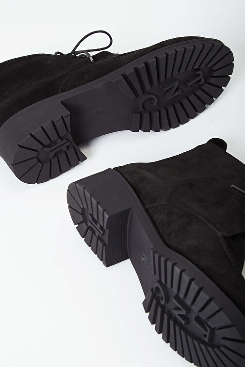 Tamer Tanca Kadın Hakiki Deri Siyah Süet Casual Bot - Görsel 7