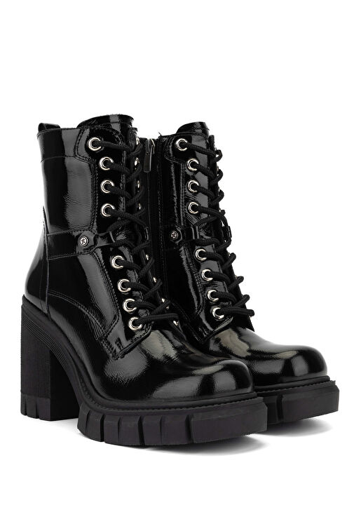 Tamer Tanca Kadın Hakiki Deri Siyah Rugan Casual Bot - Görsel 6