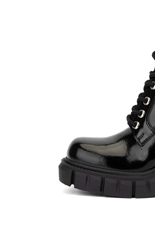 Tamer Tanca Kadın Hakiki Deri Siyah Rugan Casual Bot - Görsel 7