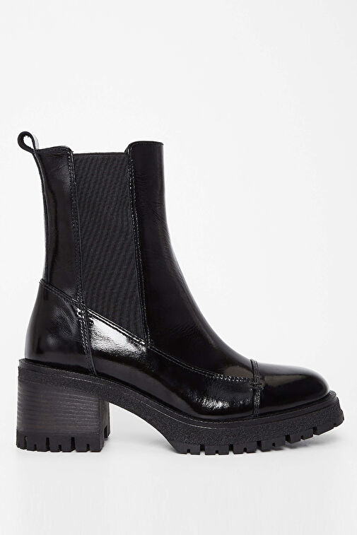 Tamer Tanca Kadın Hakiki Deri Siyah Rugan Casual Bot - Görsel 2