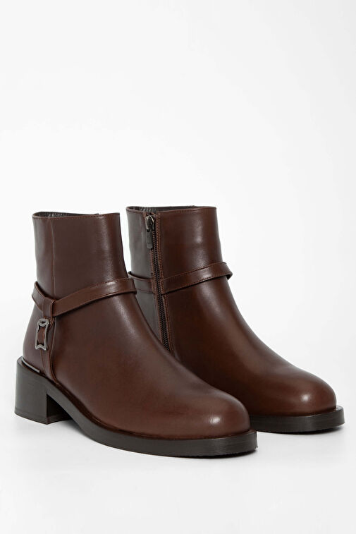 Tamer Tanca Kadın Hakiki Deri Kahverengi Casual Bot - Görsel 3