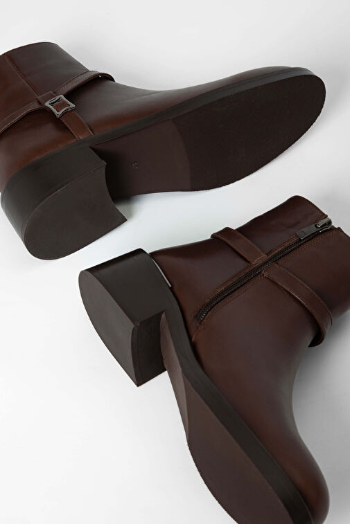 Tamer Tanca Kadın Hakiki Deri Kahverengi Casual Bot - Görsel 6