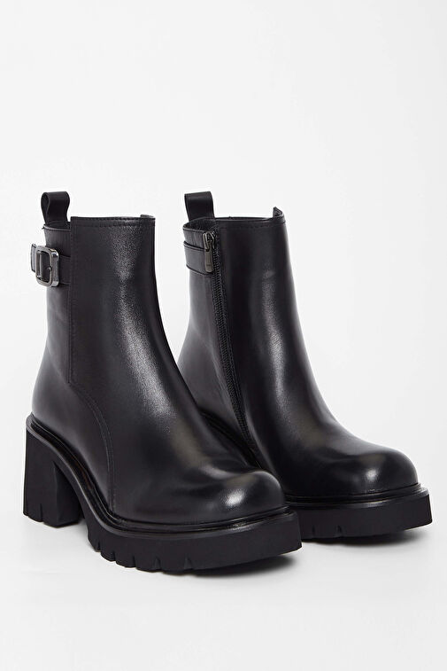 Tamer Tanca Kadın Hakiki Deri Siyah Deri Casual Bot - Görsel 3