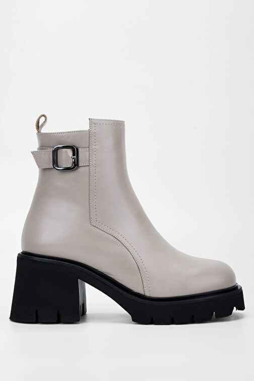 Tamer Tanca Kadın Hakiki Deri Kırık Beyaz Casual Bot - Görsel 2