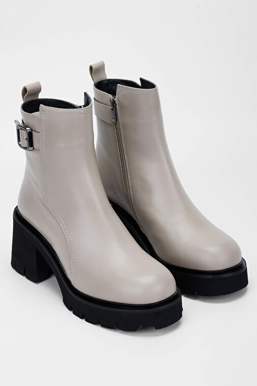 Tamer Tanca Kadın Hakiki Deri Kırık Beyaz Casual Bot - Görsel 3