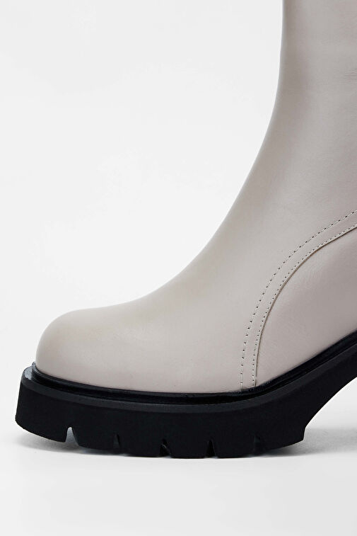 Tamer Tanca Kadın Hakiki Deri Kırık Beyaz Casual Bot - Görsel 4