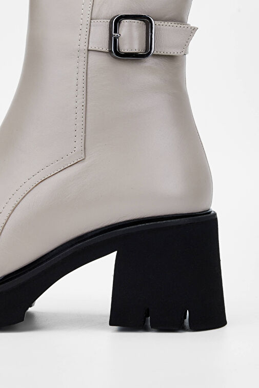 Tamer Tanca Kadın Hakiki Deri Kırık Beyaz Casual Bot - Görsel 5