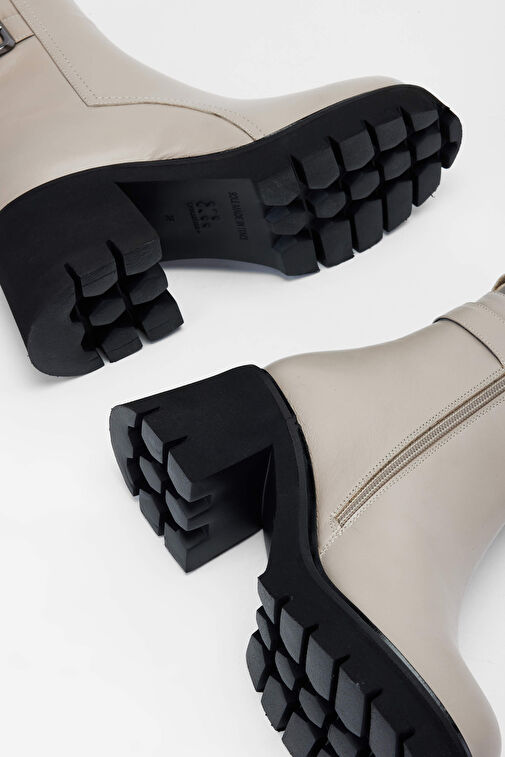 Tamer Tanca Kadın Hakiki Deri Kırık Beyaz Casual Bot - Görsel 6