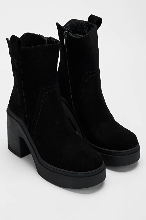 Tamer Tanca Kadın Hakiki Deri Siyah Süet Casual Bot - Görsel 3