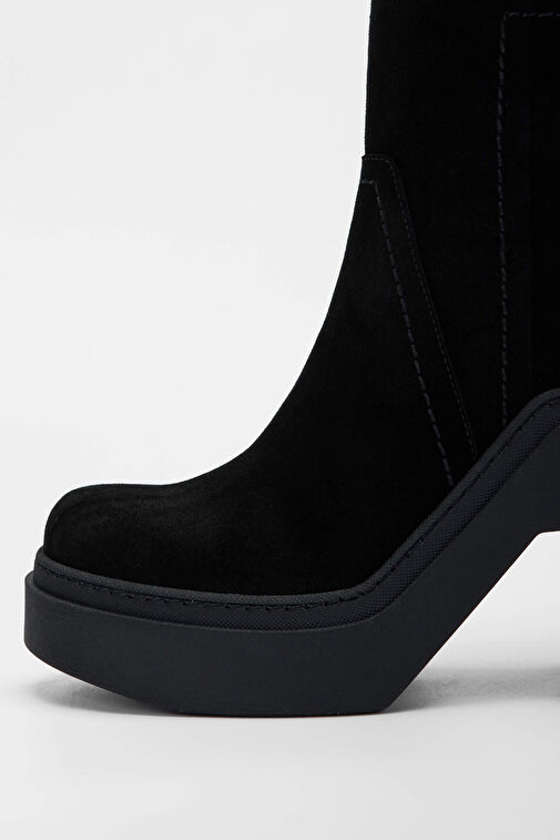 Tamer Tanca Kadın Hakiki Deri Siyah Süet Casual Bot - Görsel 4