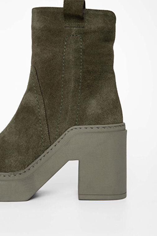 Tamer Tanca Kadın Hakiki Deri Haki Süet Casual Bot - Görsel 5