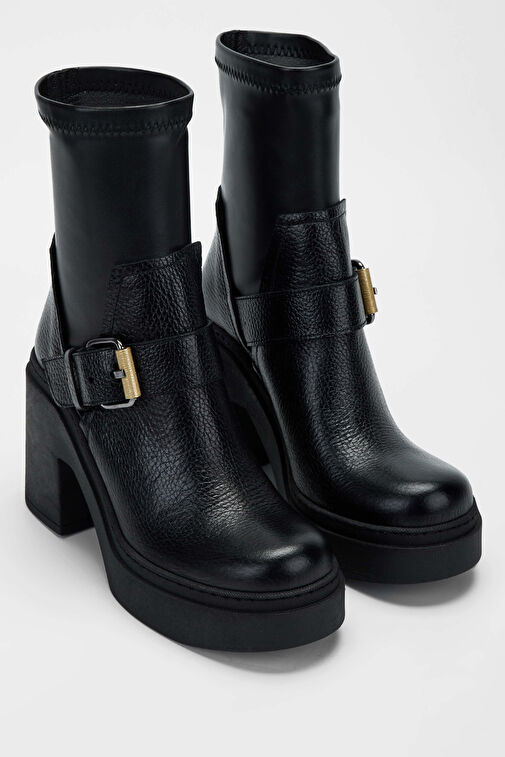 Tamer Tanca Kadın Hakiki Deri Siyah Deri Casual Bot - Görsel 3