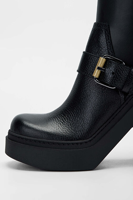 Tamer Tanca Kadın Hakiki Deri Siyah Deri Casual Bot - Görsel 4