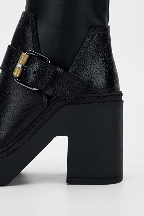 Tamer Tanca Kadın Hakiki Deri Siyah Deri Casual Bot - Görsel 5