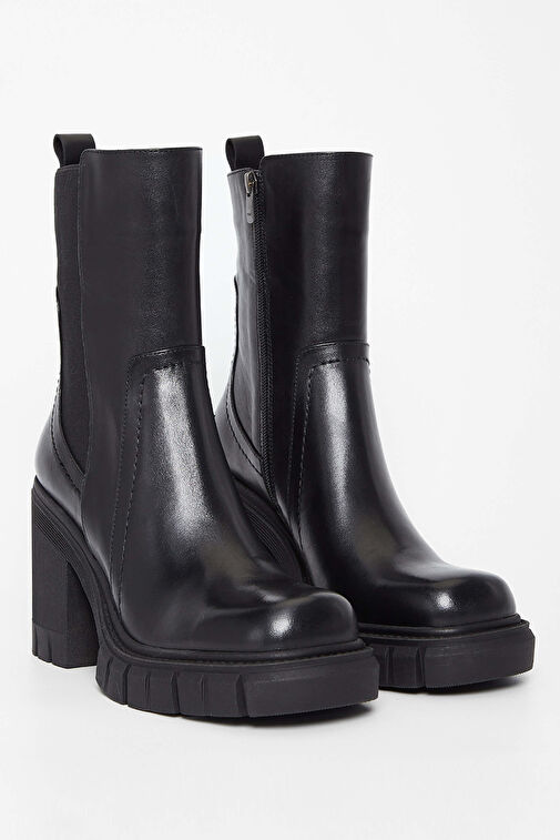 Tamer Tanca Kadın Hakiki Deri Siyah Deri Casual Bot - Görsel 3