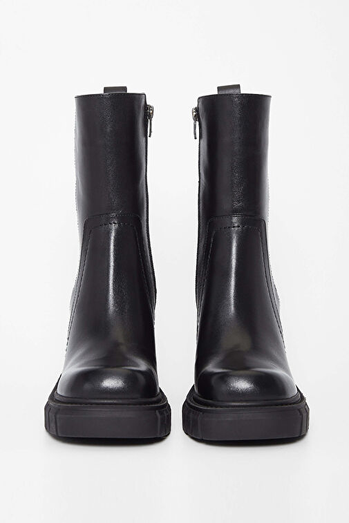 Tamer Tanca Kadın Hakiki Deri Siyah Deri Casual Bot - Görsel 4