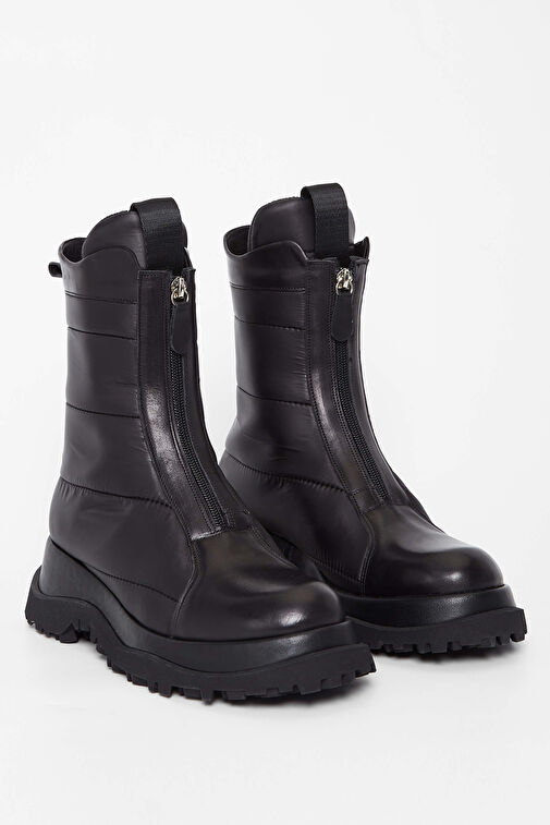 Tamer Tanca Kadın Hakiki Deri Siyah Deri Casual Bot - Görsel 3