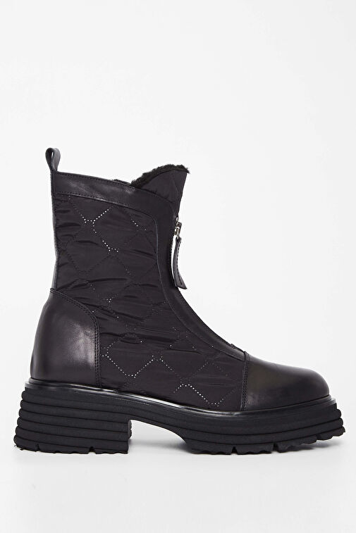 Tamer Tanca Kadın Hakiki Deri Siyah Deri Casual Bot - Görsel 2