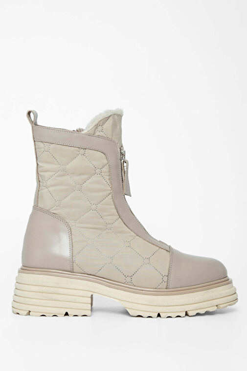 Tamer Tanca Kadın Hakiki Deri Bej Rugan Casual Bot - Görsel 2