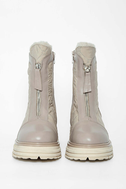 Tamer Tanca Kadın Hakiki Deri Bej Rugan Casual Bot - Görsel 4