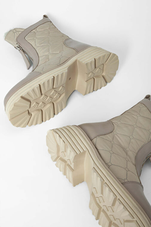 Tamer Tanca Kadın Hakiki Deri Bej Rugan Casual Bot - Görsel 8