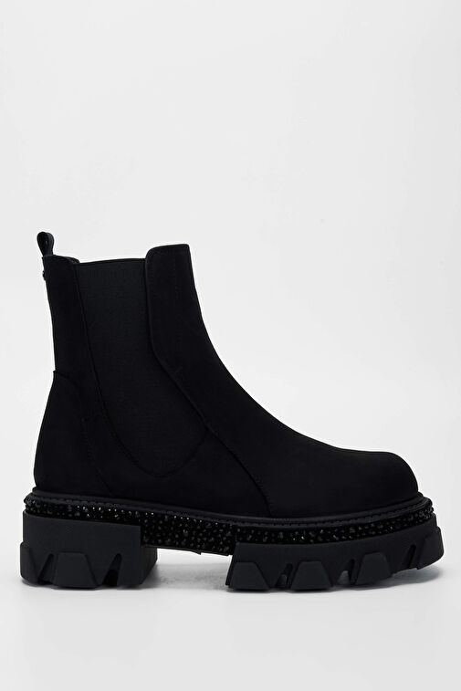 Tamer Tanca Kadın Hakiki Deri Siyah Nubuk Casual Bot - Görsel 2