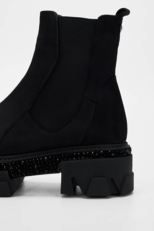 Tamer Tanca Kadın Hakiki Deri Siyah Nubuk Casual Bot - Görsel 5