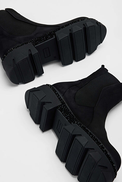 Tamer Tanca Kadın Hakiki Deri Siyah Nubuk Casual Bot - Görsel 6