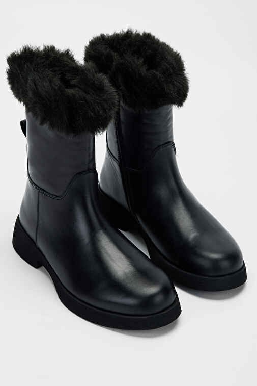 Tamer Tanca Kadın Hakiki Deri Siyah Deri Casual Bot - Görsel 3