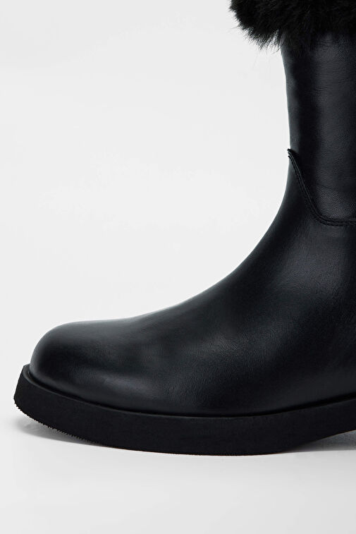 Tamer Tanca Kadın Hakiki Deri Siyah Deri Casual Bot - Görsel 4