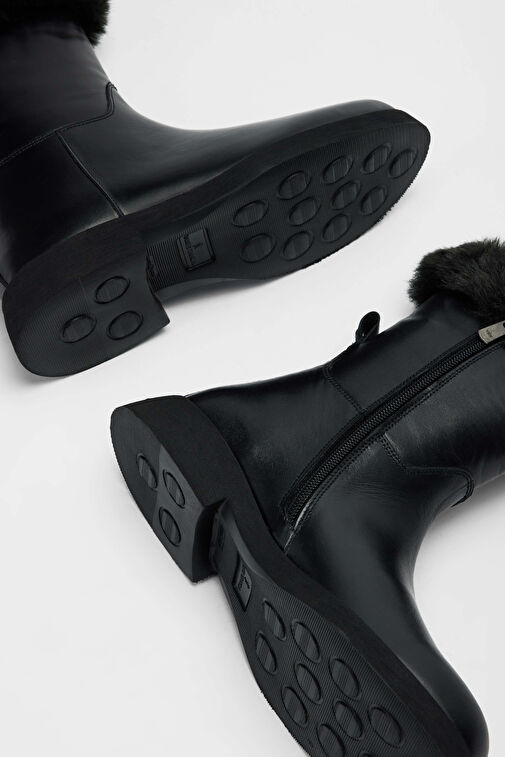 Tamer Tanca Kadın Hakiki Deri Siyah Deri Casual Bot - Görsel 6