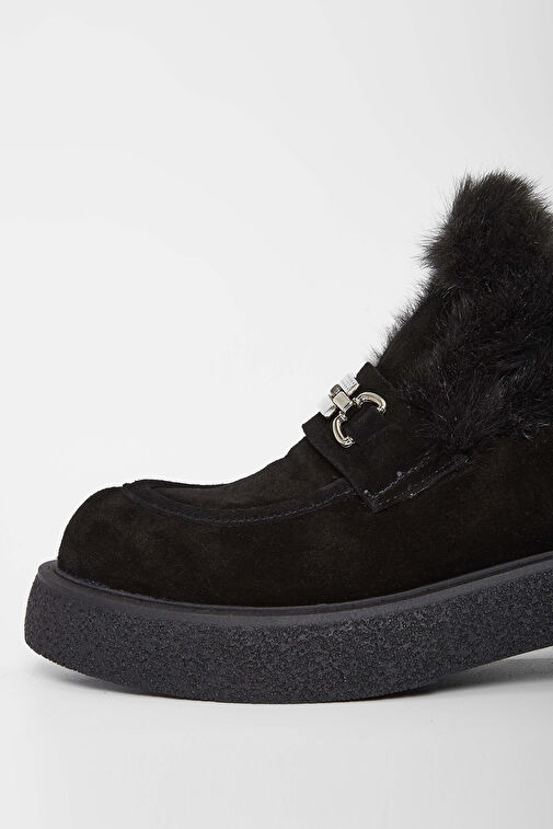 Tamer Tanca Kadın Hakiki Deri Siyah Süet Casual Bot - Görsel 5
