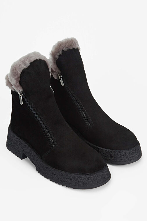 Tamer Tanca Kadın Hakiki Deri Siyah Süet Casual Bot - Görsel 3