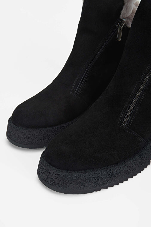 Tamer Tanca Kadın Hakiki Deri Siyah Süet Casual Bot - Görsel 4