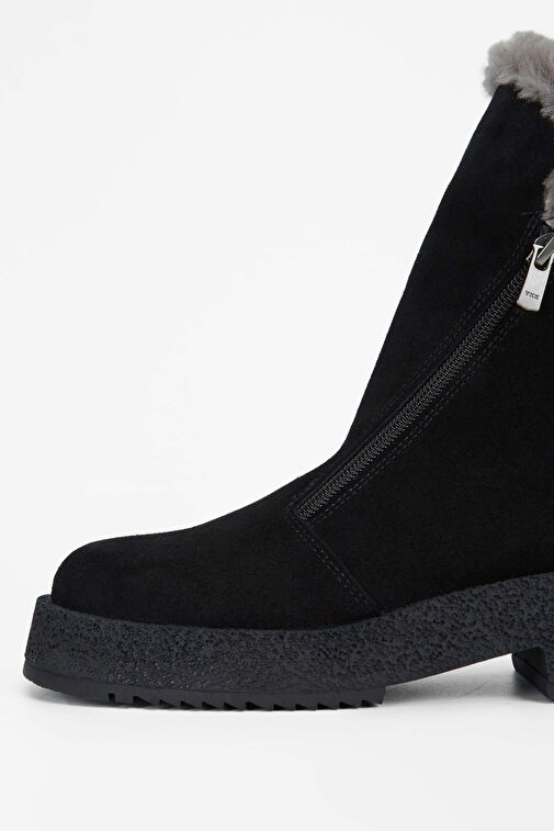 Tamer Tanca Kadın Hakiki Deri Siyah Süet Casual Bot - Görsel 5