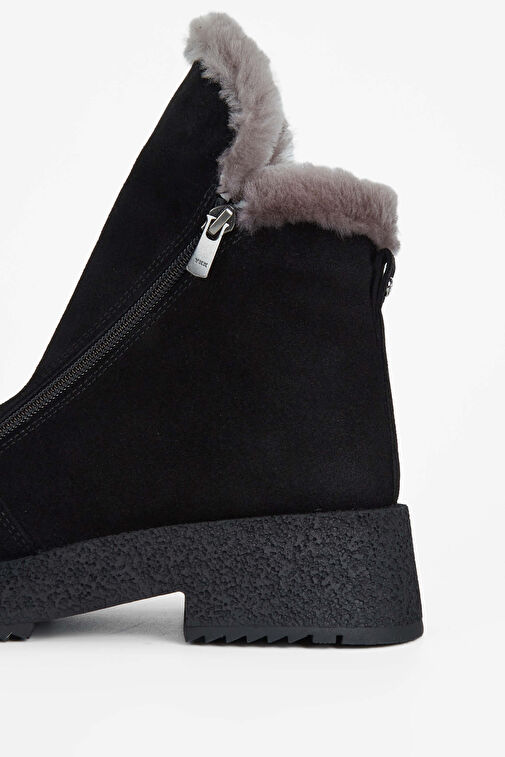 Tamer Tanca Kadın Hakiki Deri Siyah Süet Casual Bot - Görsel 6
