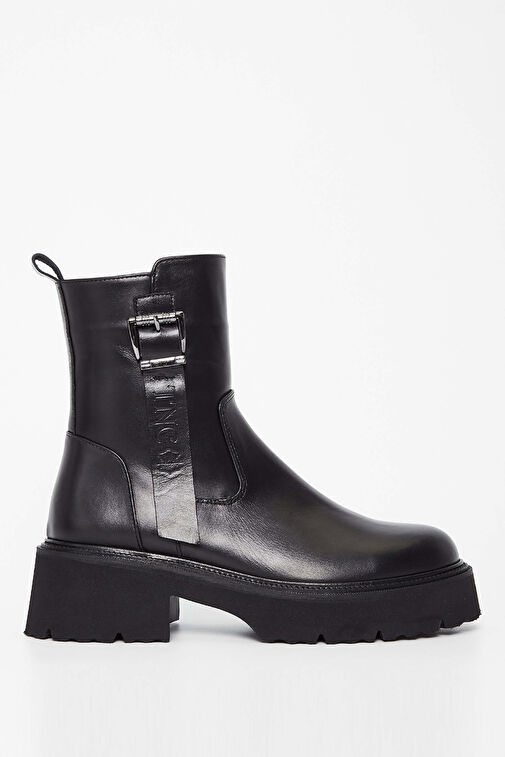 Tamer Tanca Kadın Hakiki Deri Siyah Deri Casual Bot - Görsel 2