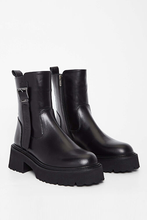 Tamer Tanca Kadın Hakiki Deri Siyah Deri Casual Bot - Görsel 3