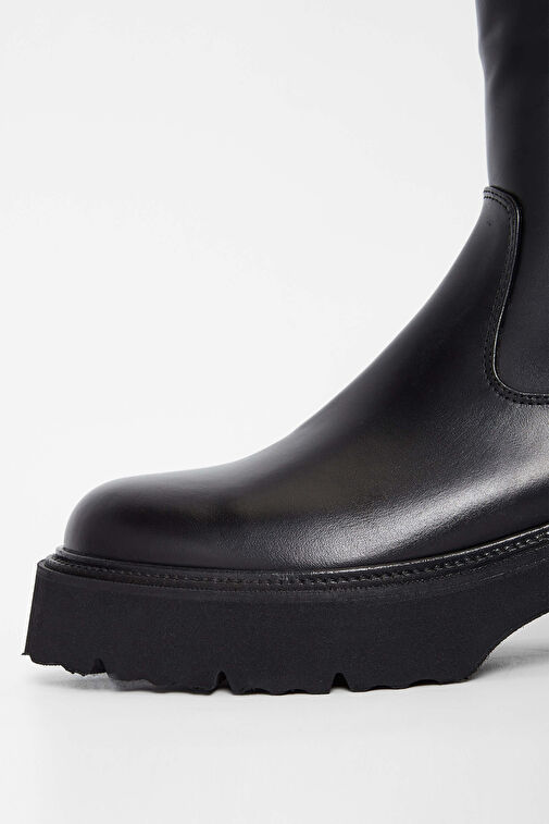 Tamer Tanca Kadın Hakiki Deri Siyah Deri Casual Bot - Görsel 4