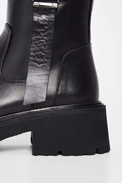 Tamer Tanca Kadın Hakiki Deri Siyah Deri Casual Bot - Görsel 5